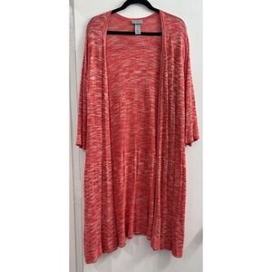 Catherines 2X Coral Duster Cardigan Rayon Knit Open Front‎ Lightweight Sweater